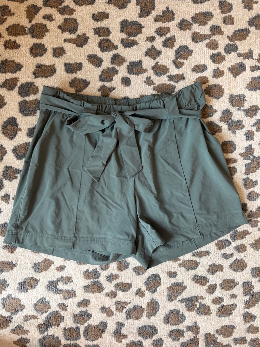 Athleta Olive Green Paperbag Waist Tie Shorts